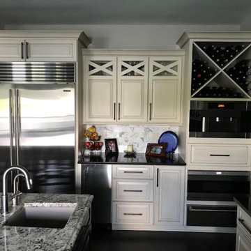 Amish Custom Cabinets- Antique White with Coco Glaze and Maple Espresso
