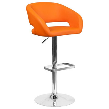Flash Furniture Faux Leather Adjustable Bar Stool in Orange