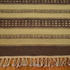 Striped 100% Wool Flat Weave Hand Woven Geometric Durie Kilim Rug