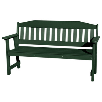 Phat Tommy All Weather Outdoor Bench - 5 ft Garden Bench with Back, Green