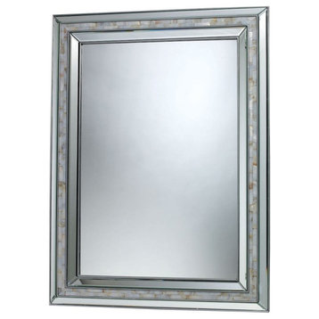 Luxury Glam Rectangular Wall-Decor Mirror in Mother of Pearl Finish Accented