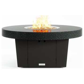 Circular Fire Pit Table, 48", Propane, Black Pearl Granite Top, Black