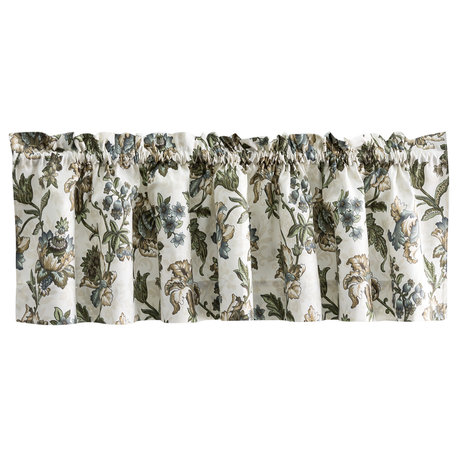 Madison Floral 58" x 15" Tailored Valance, Blue