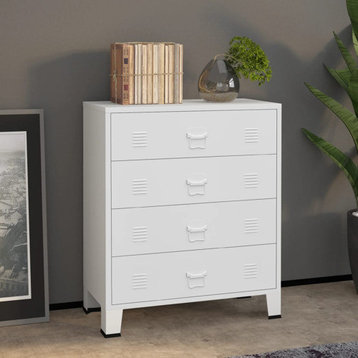 vidaXL Chest of Drawers Dresser for Bedroom Storage Side Cabinet Metal White
