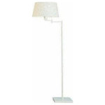 Robert Abbey - Robert Abbey 1805 Real Simple - One Light Swing Arm Floor Lamp - Robert Abbey products are some of the finest in the industry. Their fixtures and lamps are made with high quality materials and are designed to meet many decor needs.Real Simple One Light Swing Arm Floor Lamp Stardust White Powder Coat White Mont Blanc Parchment Shade *UL Approved: YES *Energy Star Qualified: n/a  *ADA Certified: n/a  *Number of Lights: Lamp: 1-*Wattage:150w A19 Medium Base bulb(s) *Bulb Included:No *Bulb Type:A19 Medium Base *Finish Type:Stardust White Powder Coat