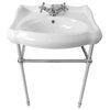 Traditional Ceramic Console Sink With Chrome Stand, One Hole