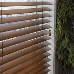 Traditional Brown Living Room Custom Window Horizontal Blinds by Hunter Douglas - Venetian Blinds