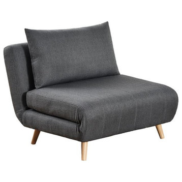 Shaw Convertible Tri-Fold Sleeper Chair with Pillow, Dark Gray