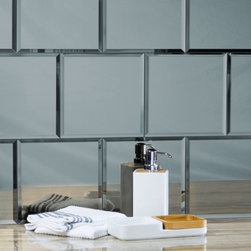Abolos - Reflections 8 in x 8 in Beveled Square Glass Mirror Tile in Glossy Blue - Mosaic Tile
