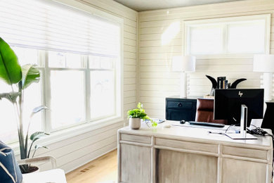 Inspiration for a transitional home office remodel in Other