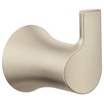 Moen - Moen Doux Single Robe Hook Brushed Nickel, YB0203BN - A graceful arc and unique, soft-stream water flow, make Doux the perfect addition to any bathroom interior as it redefines modern in the language of great design. The D-shaped spout was carefully crafted to present the water in a flat, thin silky ribbon to continue the clean lines of the faucets smooth, wide form.