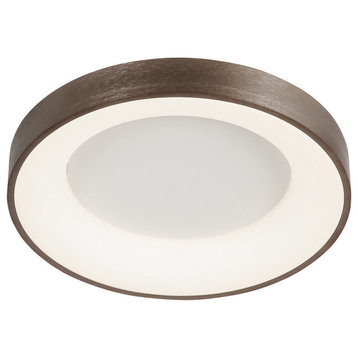 Acryluxe Sway 19" Round LED Flush Mount Light, Light Bronze, Opal Acrylic Shade