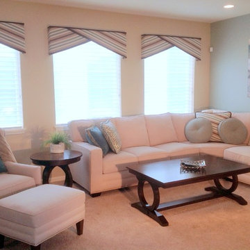 Living Room and Kitchen Custom Window Treatments