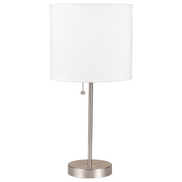 19"H White Brush Steel Table Lamp