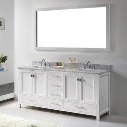 Abodo 72 inch Transitional Bathroom Vanity White Finish Set - Bathroom Vanities And Sink Consoles