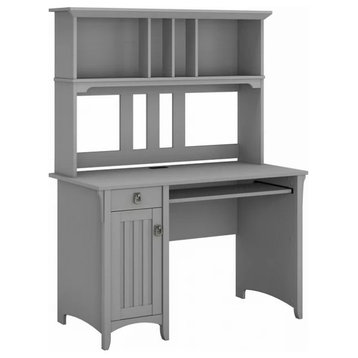 Traditional Desk With Hutch, Keyboard Tray & Ample Storage Space, Cape Cod Gray