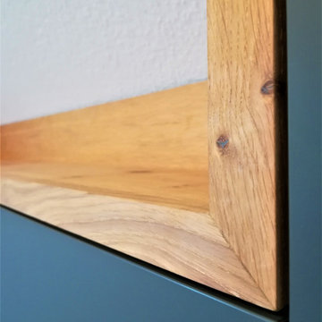 Kleiderschrank Dachschräge mit TV-Inlay in Antrazit mit Eiche kombiniert