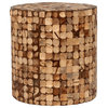 East at Main Coconut Shell Inlay Round Accent Table, Columbia Brown
