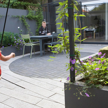 Modern family garden with clean lines