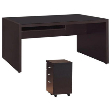 Home Square 2 Piece Set with Computer Desk and 3 Drawer Mobile File Cabinet