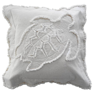 Coastal Turtle Throw Pillow, Ivory on Ivory