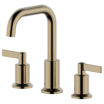 Kadoma Double Handle Gold Widespread Faucet, Drain Assembly Without Overflow