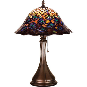 18H Tiffany Peacock Feather Accent Lamp