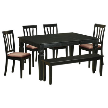 6-Piece Dining Room Set Table and 4 Chairs and Together With Bench