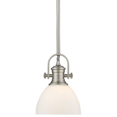 Hines Mini Pendant, Pewter, Opal Glass