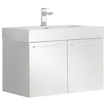 Fresca Vista 30" Integrated Sink Modern Wood Bathroom Cabinet in White