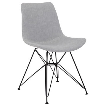 Granger Dining Chair, Gray Fabric With Black Metal Legs