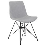 Dwellist - Granger Dining Chair, Gray Fabric With Black Metal Legs - The Granger contemporary dining chair is an ideal fit for the modern household. This beautiful dining chair features a sturdy black metal frame accented by a stylish fabric upholstered back and seat. The Granger's practical yet stylish appearance makes it versatile enough for any room of the house. The Granger is available in your choice of charcoal or grey.