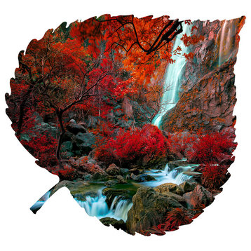 Red Falls Aspen Leaf Wall Art, Large