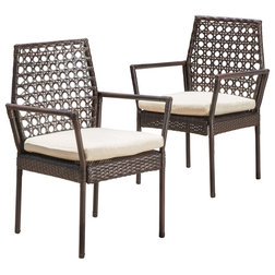 Tropical Outdoor Dining Chairs by GDFStudio