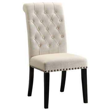 Coaster Mapleton Tufted Upholstered Fabric Dining Chairs in Beige