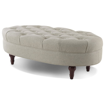 Petra Tufted Oval Accent Bench, Taupe