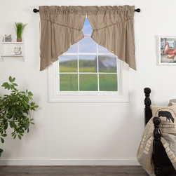 April & Olive - Sawyer Mill Charcoal Ticking Stripe Prairie Swag, Set of 2, 36x36x18 - Valances