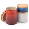 Le Creuset Patriotic Color Stoneware 3 Piece Canister with Wooden Lid Set