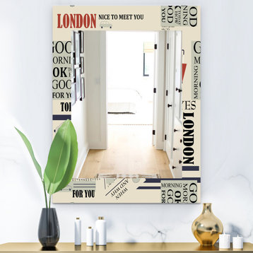 Designart Retro London Good Morning Midcentury Frameless Wall Mirror, 24x32