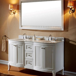 Abodo 60 inch Double Bathroom Vanity Cabinet Set White Finish - Bathroom Vanities And Sink Consoles