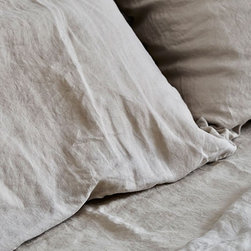 Dove Grey Linen Euro Pillowslip set | In Bed - Sheet And Pillowcase Sets