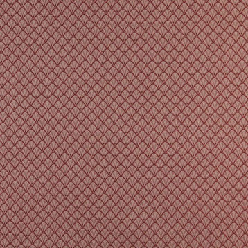 Burgundy And Beige Shell Jacquard Woven Upholstery Fabric By The Yard