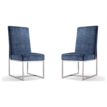 Element Velvet Dining Chair, Blue, Set of 2