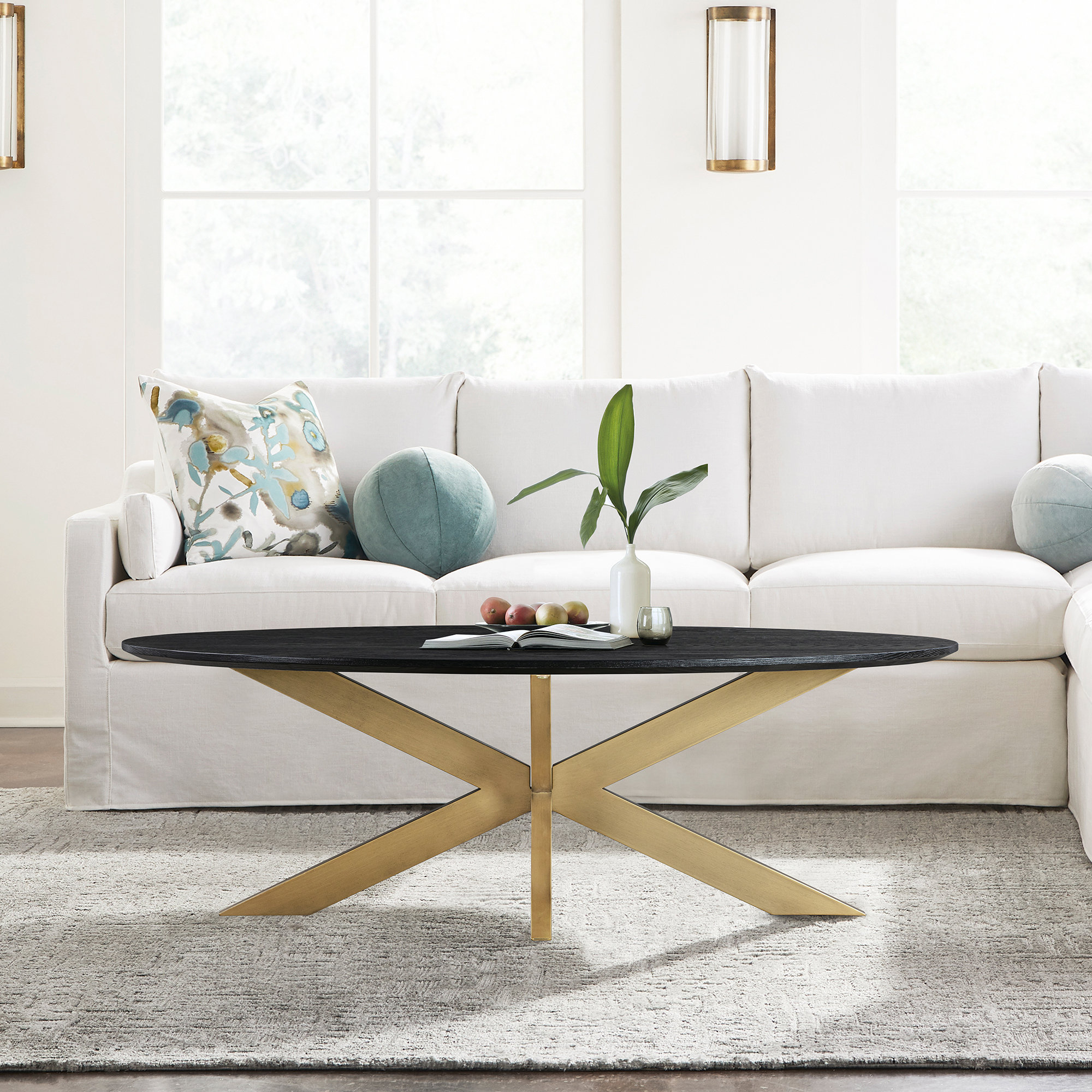 Lombard Oval Coffee Table, Black Brushed Oak Wood - Contemporary - Coffee Tables - by Armen ...