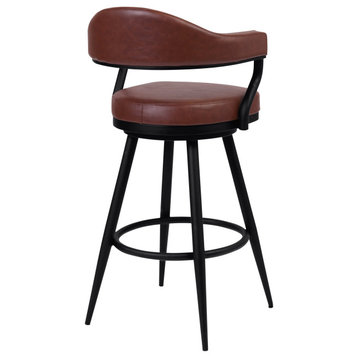 Justin 30" Bar Height Barstool, Vintage Coffee Faux Leather