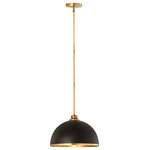Z-Lite - Z-Lite 1 Light Pendant, Matte Black, Rubbed Brass, 1004P14-MB-RB - Chic, modern vibes add a stunning look to a custom kitchen, living space, or bedroom with this domed metal one-light pendant. A domed shade crafted of matte black finish stainless steel is trimmed in rubbed brass finish metal with a rubbed brass finish down rod and canopy. This updated pendant is suitable for a variety of décor schemes including farmhouse, modern industrial, and urban modern.