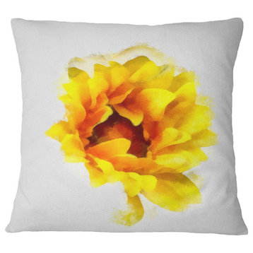 Yellow Watercolor Sunflower Floral Throw Pillow, 18"x18"