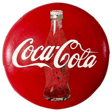 Consigned, Vintage Coca Cola Button Sign