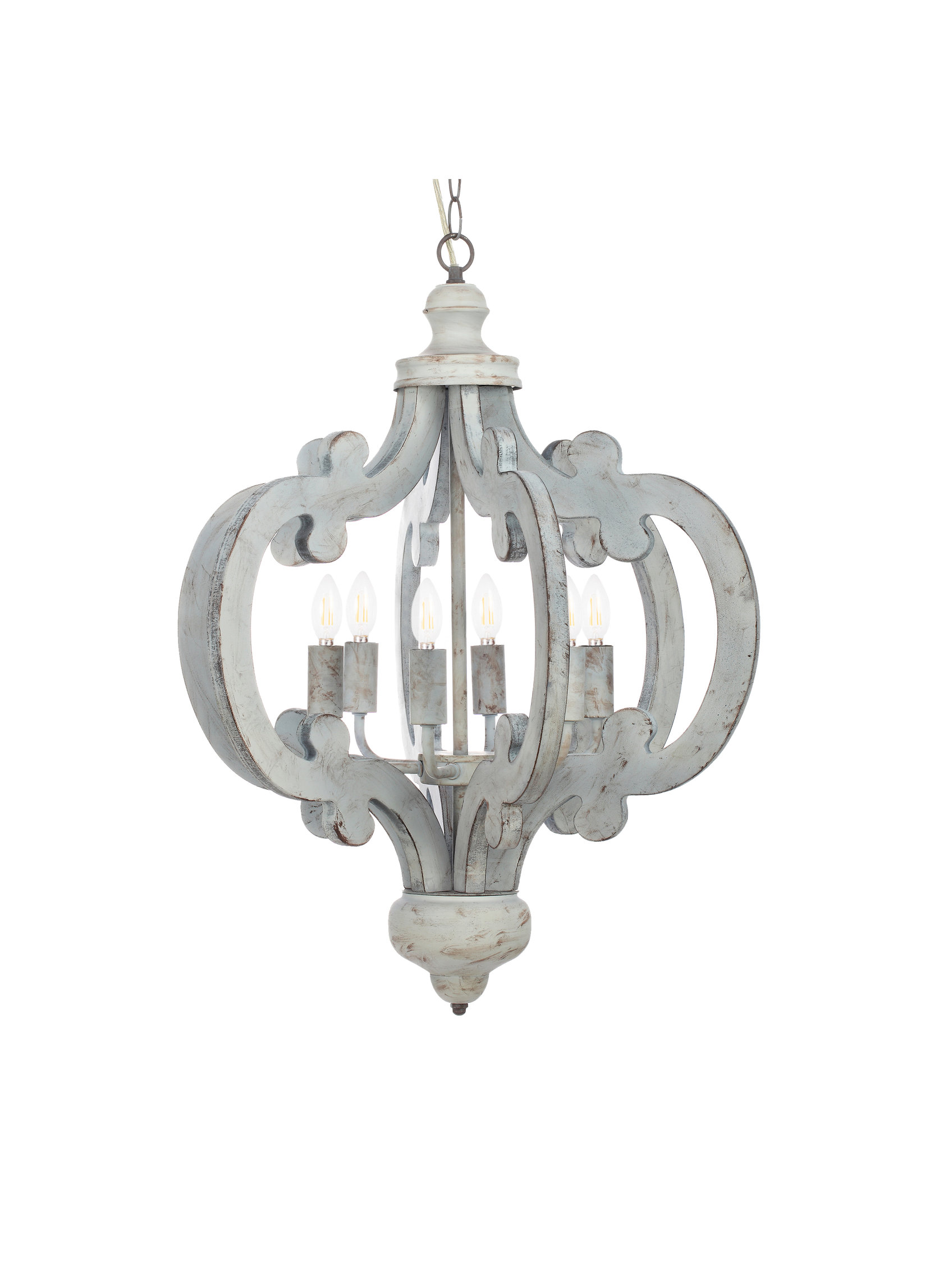 Venice Distressed Wood Chandelier, White