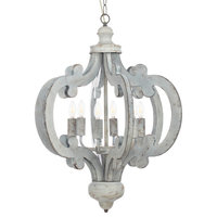 Venice Distressed Wood Chandelier, White